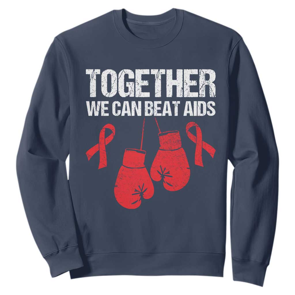 Together We Can Beat AIDS Sweatshirt Boxing HIV Support Gift