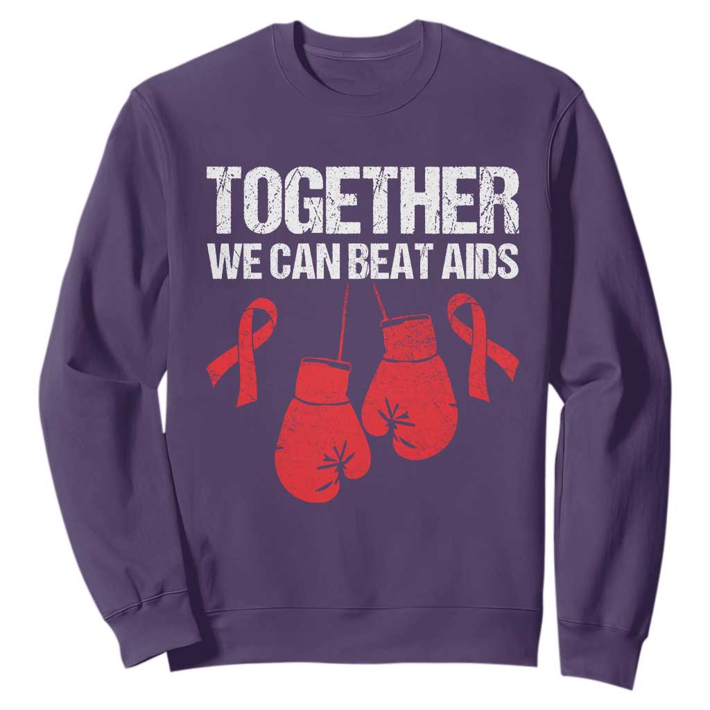 Together We Can Beat AIDS Sweatshirt Boxing HIV Support Gift