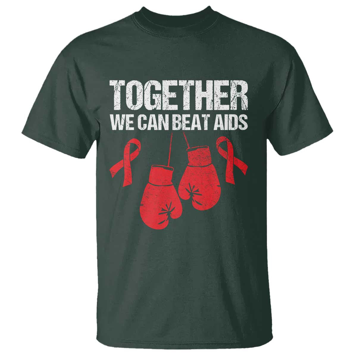 Together We Can Beat AIDS T Shirt Boxing HIV Support Gift