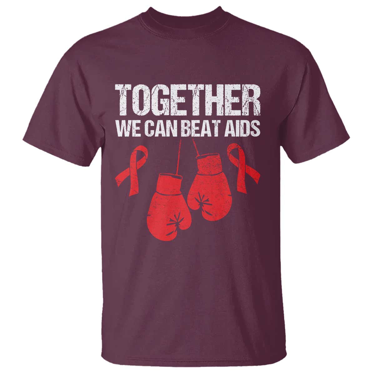 Together We Can Beat AIDS T Shirt Boxing HIV Support Gift