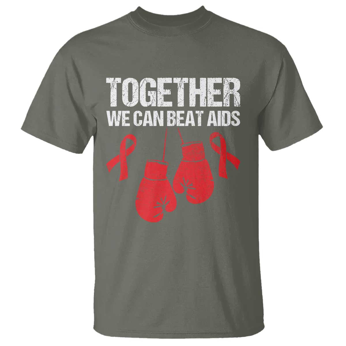 Together We Can Beat AIDS T Shirt Boxing HIV Support Gift