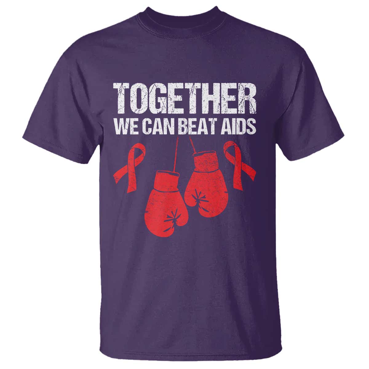 Together We Can Beat AIDS T Shirt Boxing HIV Support Gift