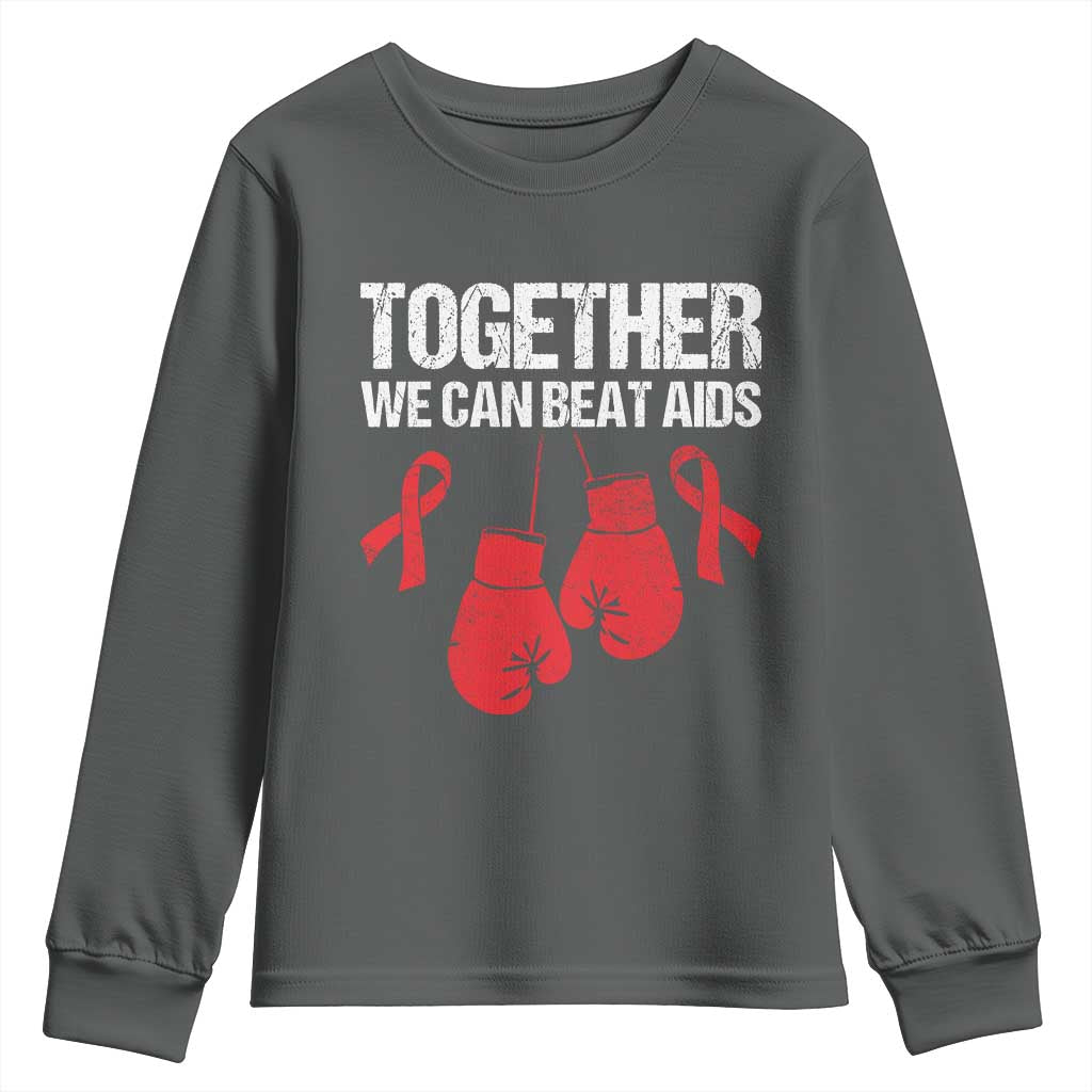 Together We Can Beat AIDS Youth Sweatshirt Boxing HIV Support Gift