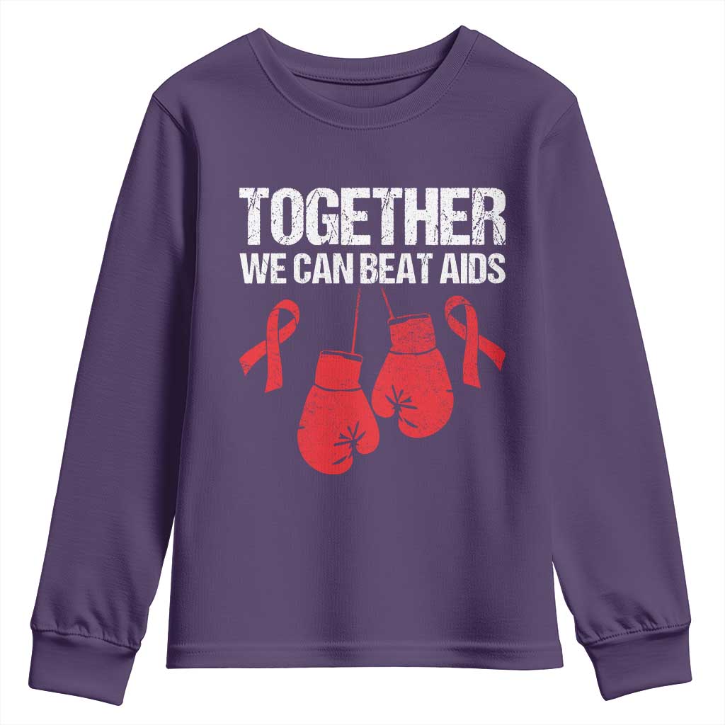 Together We Can Beat AIDS Youth Sweatshirt Boxing HIV Support Gift