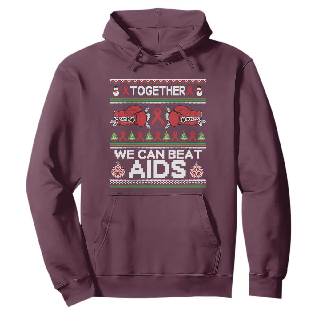 Together We Can Beat AIDS Hoodie HIV Support Boxing Ugly Sweater Gift