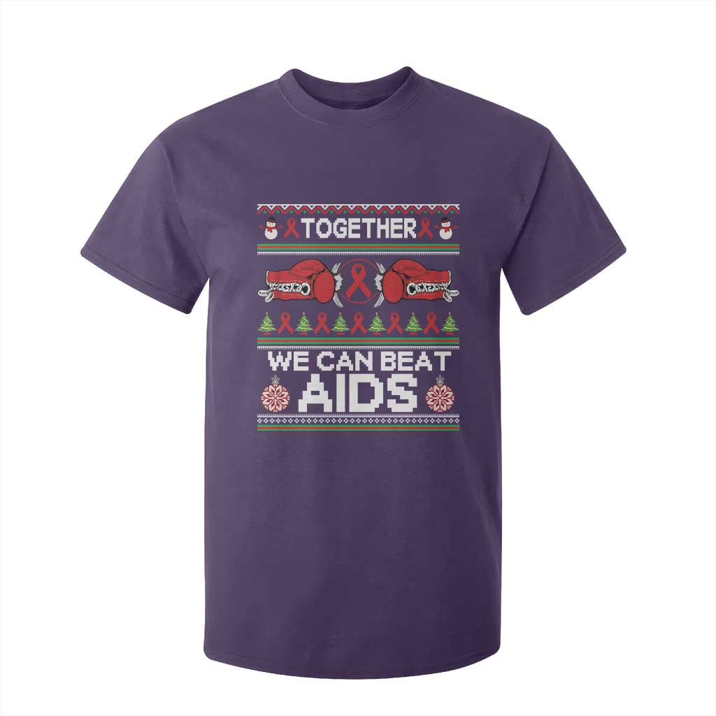 Together We Can Beat AIDS T Shirt For Kid HIV Support Boxing Ugly Sweater Gift