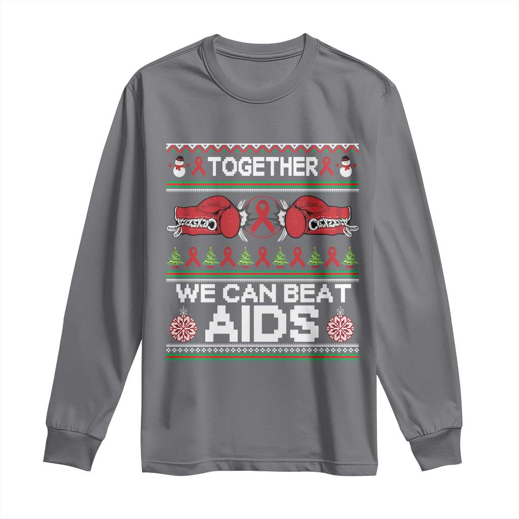 Together We Can Beat AIDS Long Sleeve Shirt HIV Support Boxing Ugly Sweater Gift