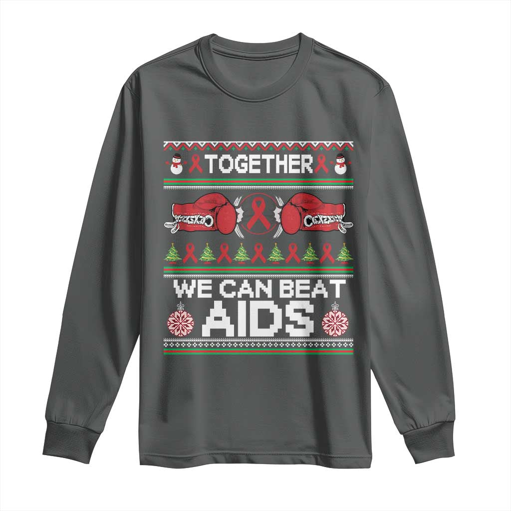 Together We Can Beat AIDS Long Sleeve Shirt HIV Support Boxing Ugly Sweater Gift