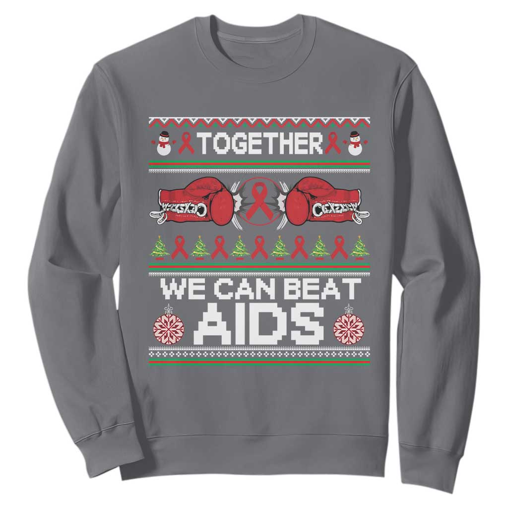 Together We Can Beat AIDS Sweatshirt HIV Support Boxing Ugly Sweater Gift