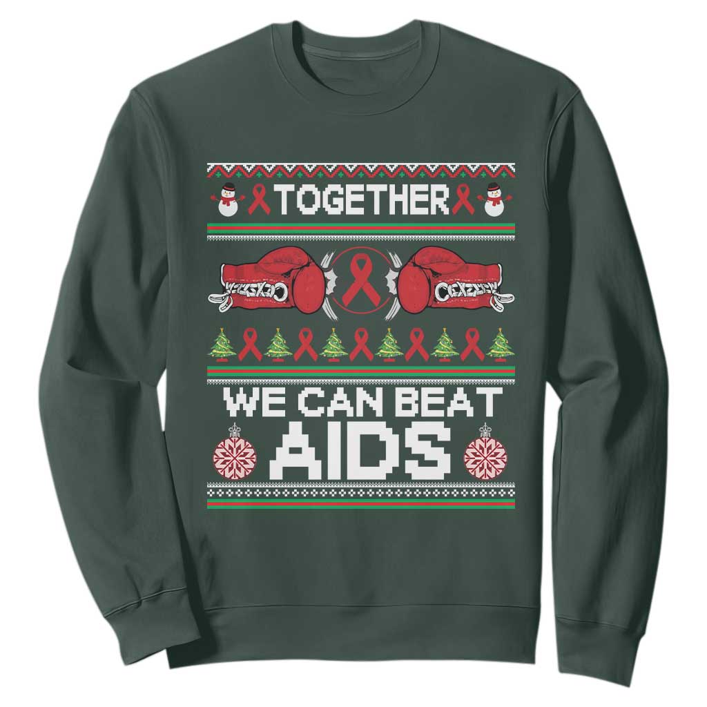 Together We Can Beat AIDS Sweatshirt HIV Support Boxing Ugly Sweater Gift