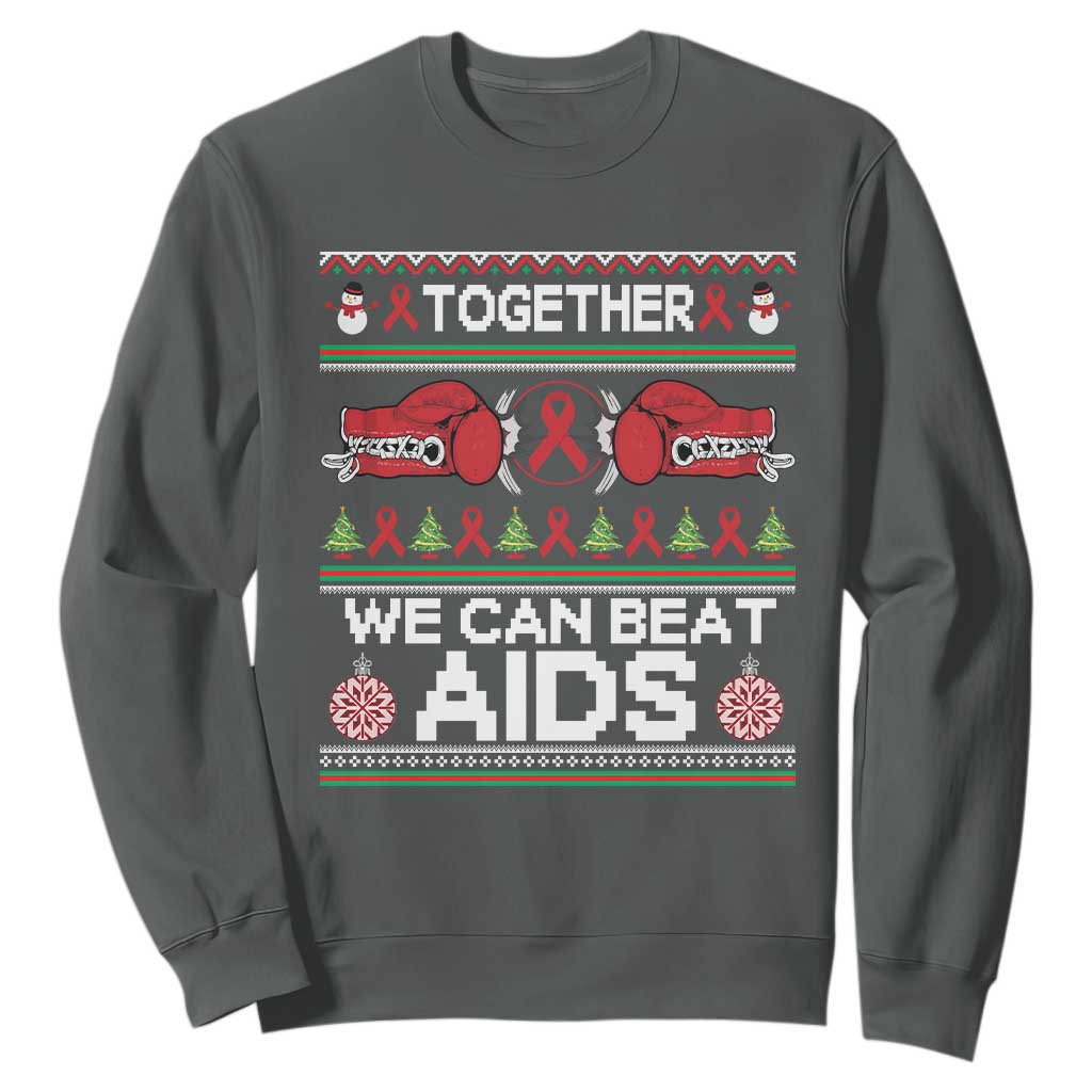 Together We Can Beat AIDS Sweatshirt HIV Support Boxing Ugly Sweater Gift