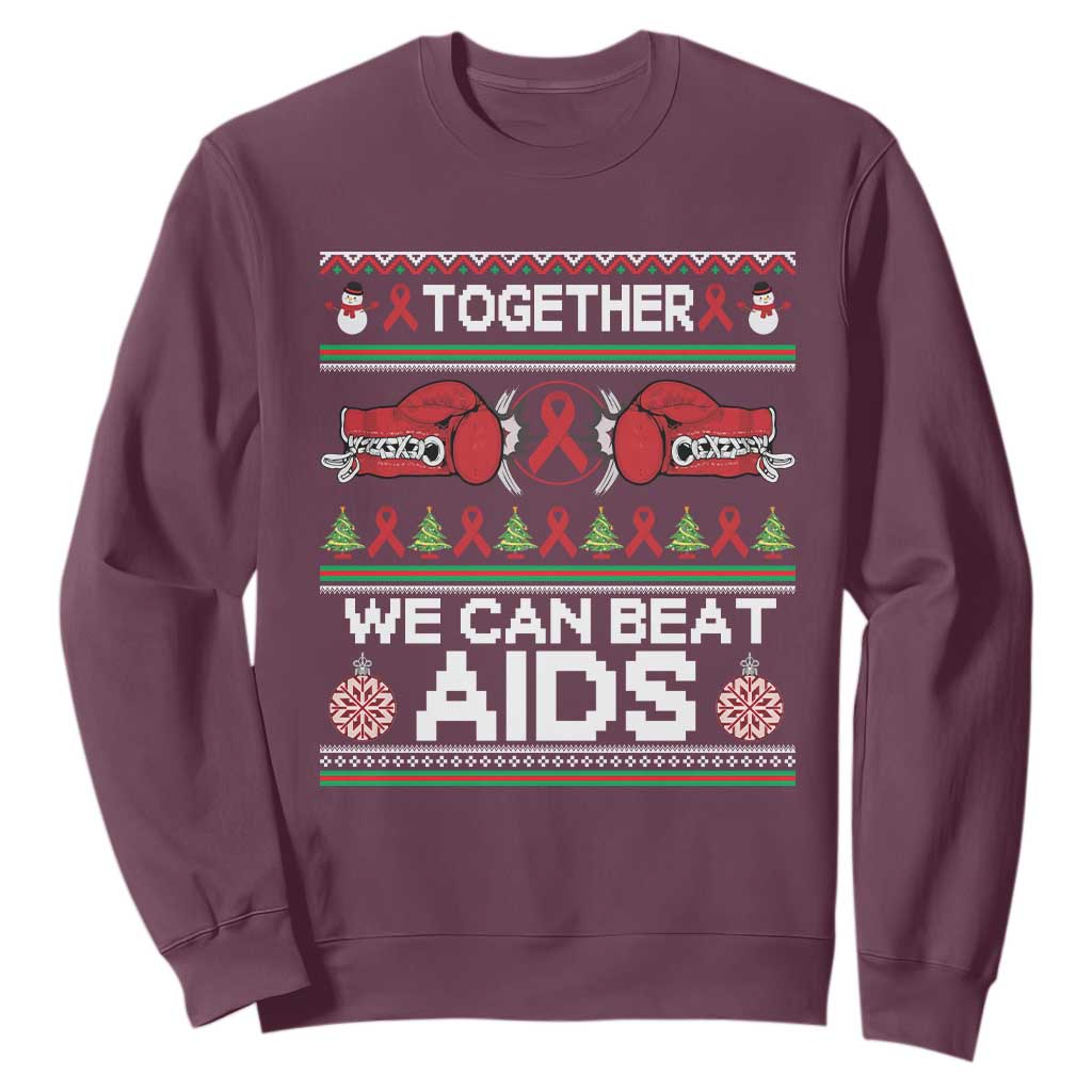 Together We Can Beat AIDS Sweatshirt HIV Support Boxing Ugly Sweater Gift