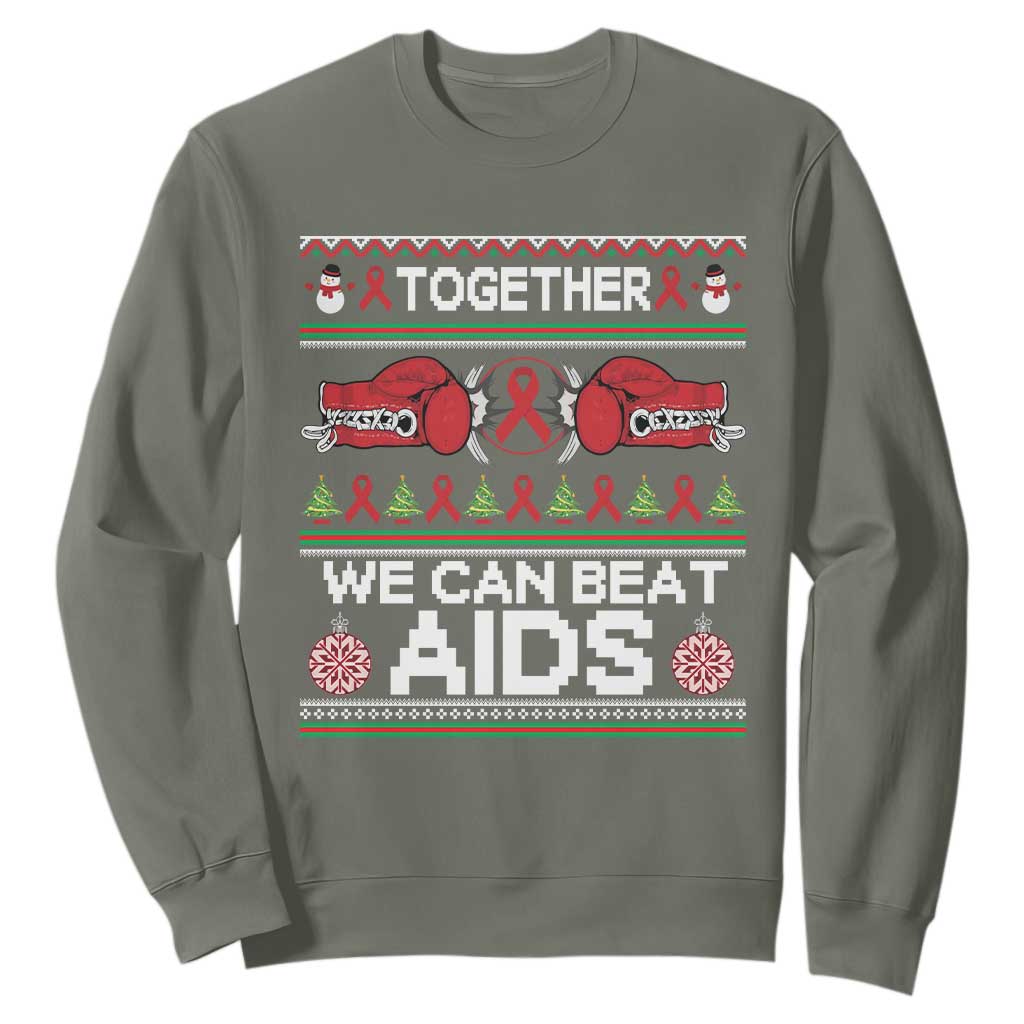 Together We Can Beat AIDS Sweatshirt HIV Support Boxing Ugly Sweater Gift