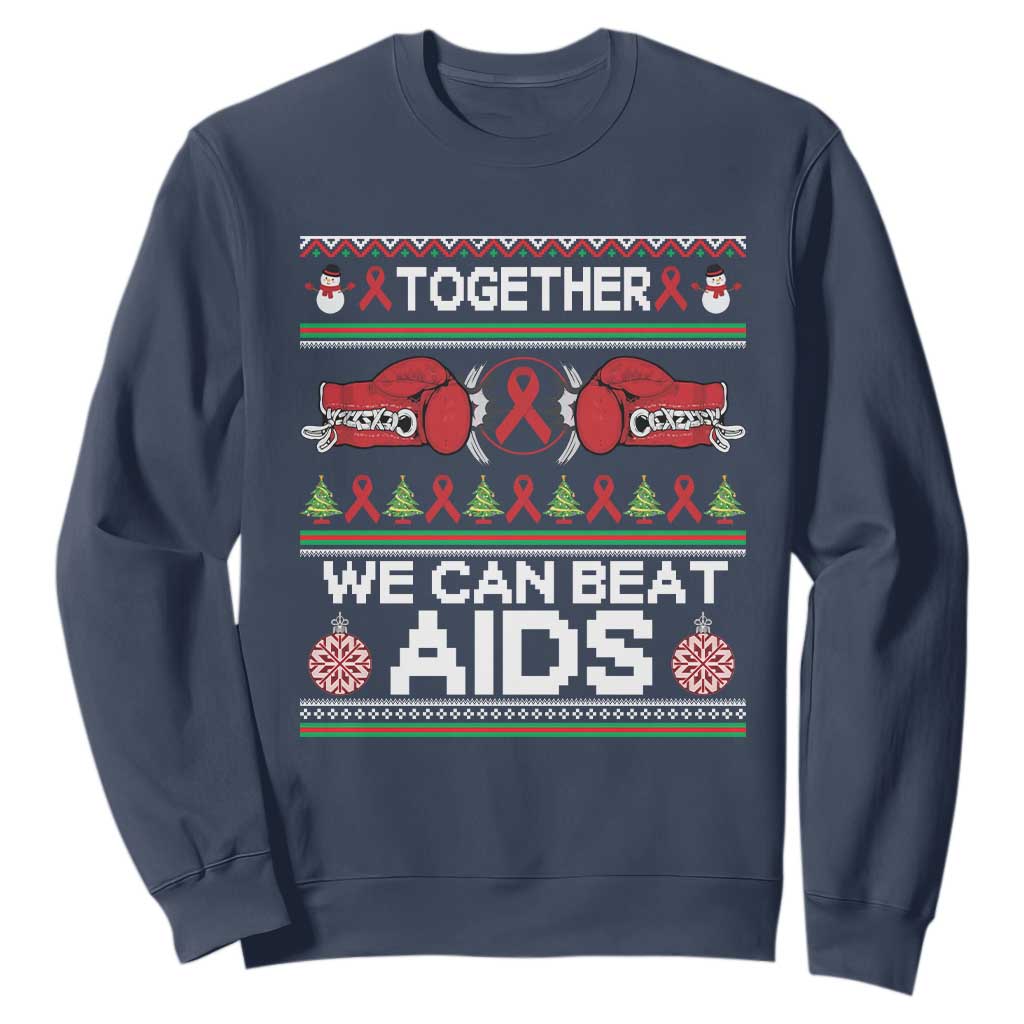Together We Can Beat AIDS Sweatshirt HIV Support Boxing Ugly Sweater Gift