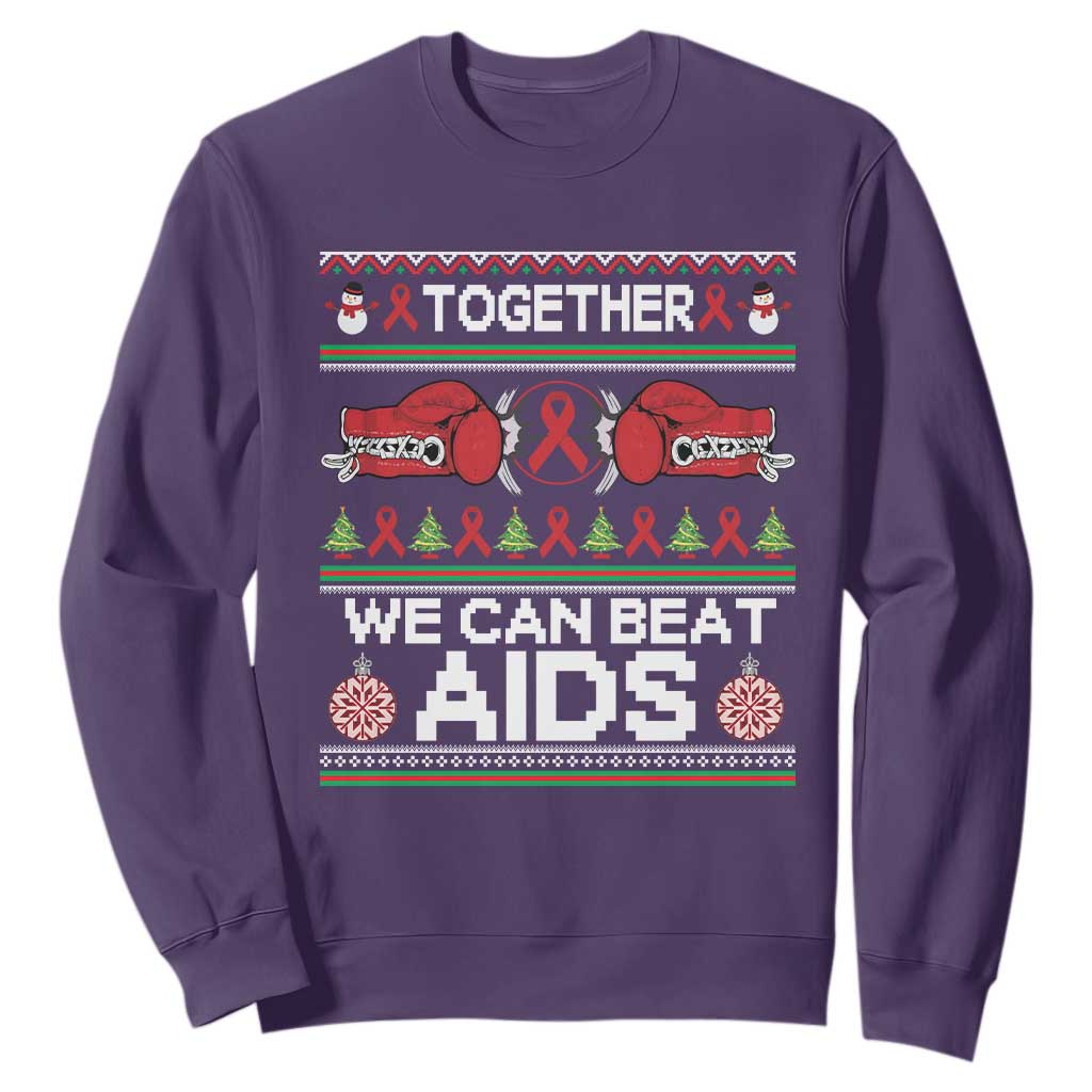 Together We Can Beat AIDS Sweatshirt HIV Support Boxing Ugly Sweater Gift