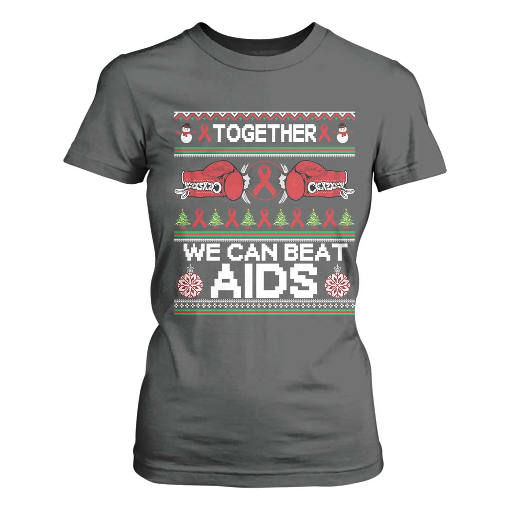 Together We Can Beat AIDS T Shirt For Women HIV Support Boxing Ugly Sweater Gift