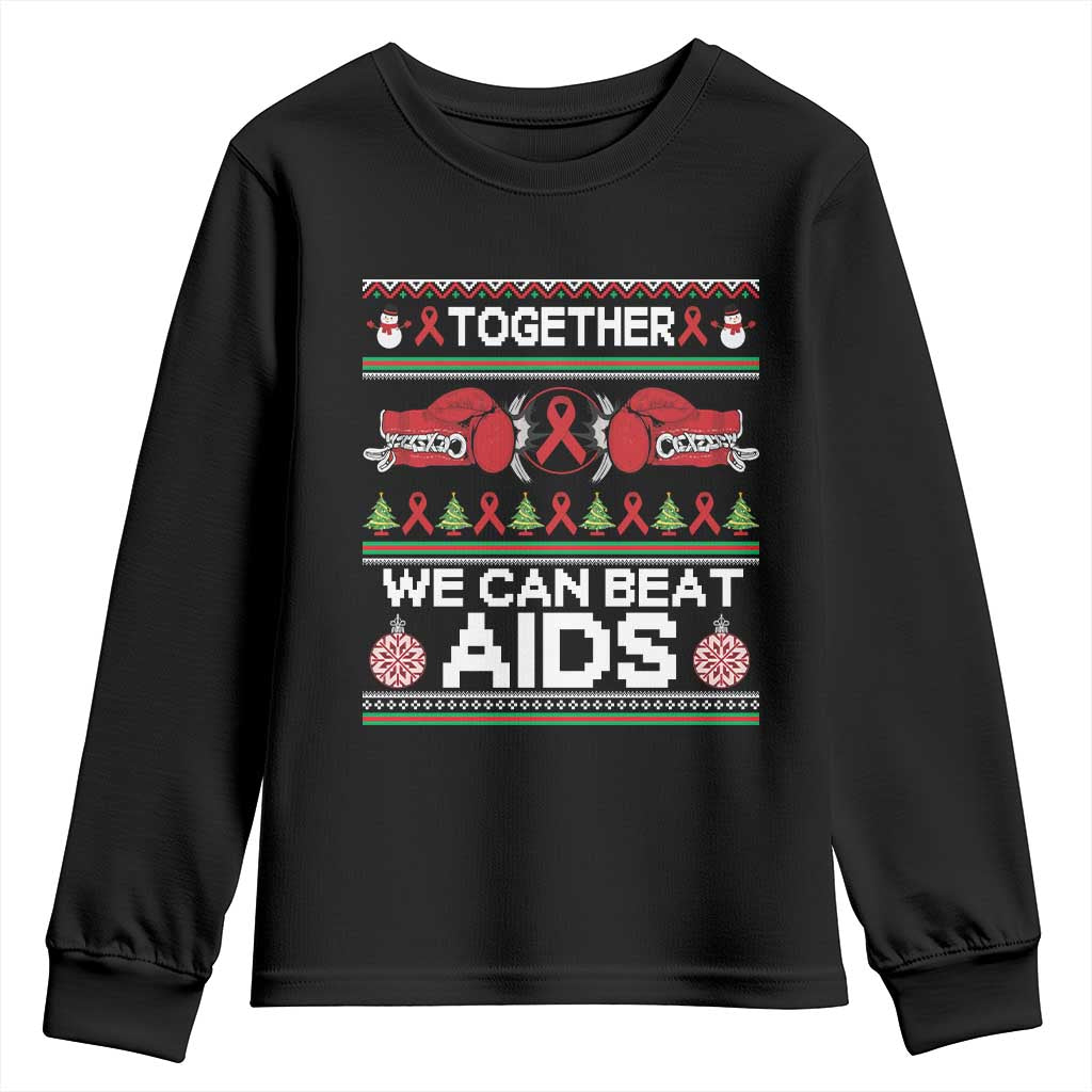 Together We Can Beat AIDS Youth Sweatshirt HIV Support Boxing Ugly Sweater Gift