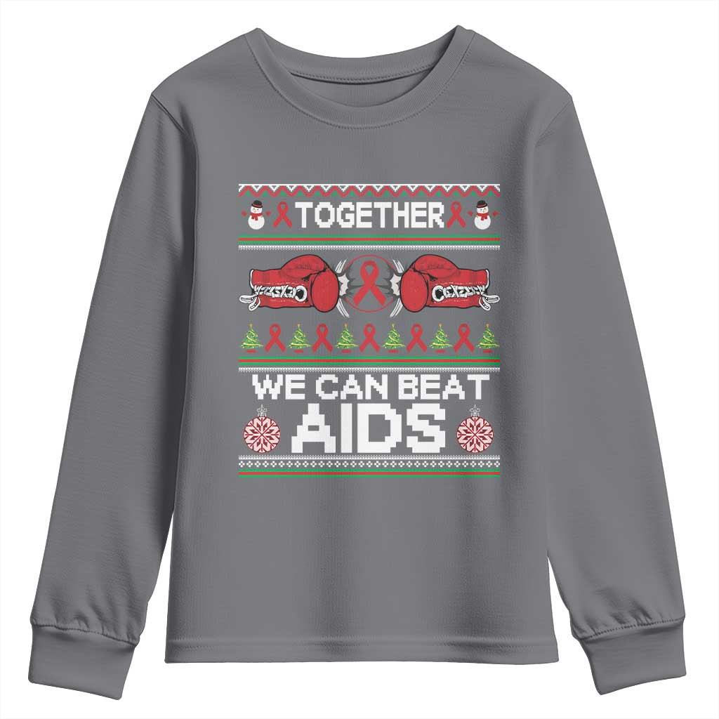 Together We Can Beat AIDS Youth Sweatshirt HIV Support Boxing Ugly Sweater Gift