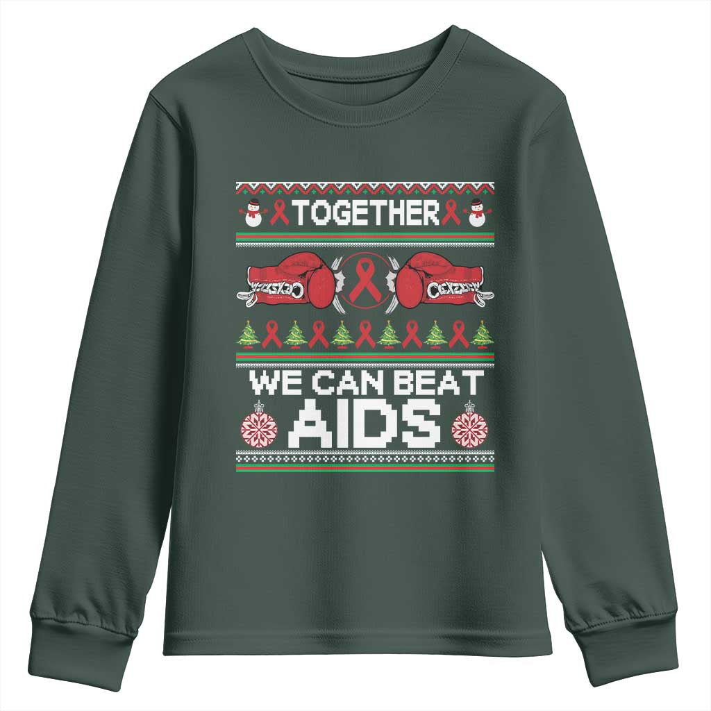 Together We Can Beat AIDS Youth Sweatshirt HIV Support Boxing Ugly Sweater Gift