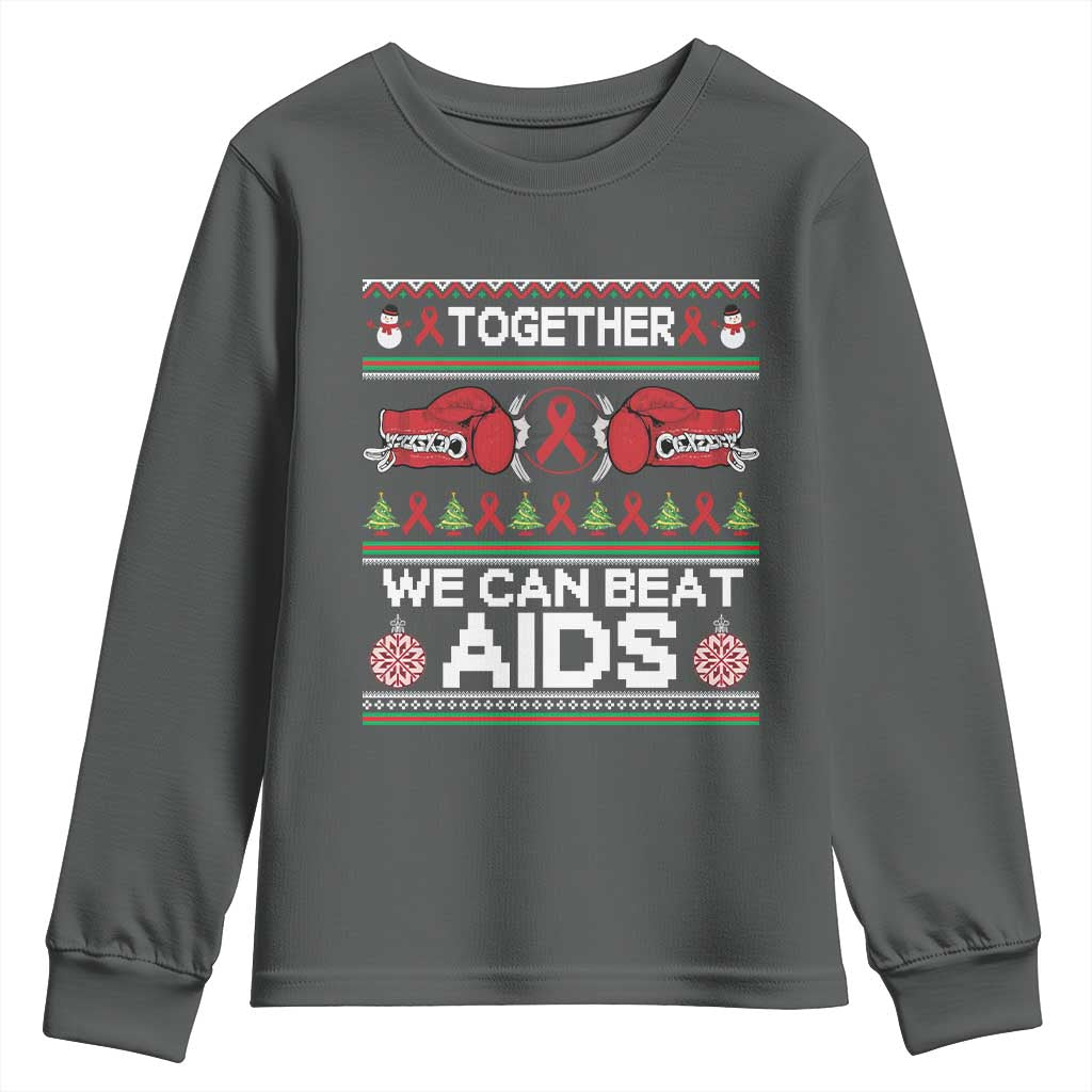Together We Can Beat AIDS Youth Sweatshirt HIV Support Boxing Ugly Sweater Gift