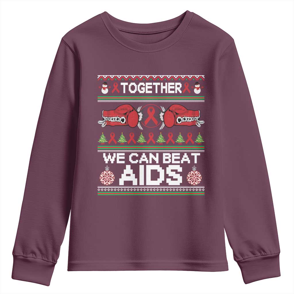 Together We Can Beat AIDS Youth Sweatshirt HIV Support Boxing Ugly Sweater Gift