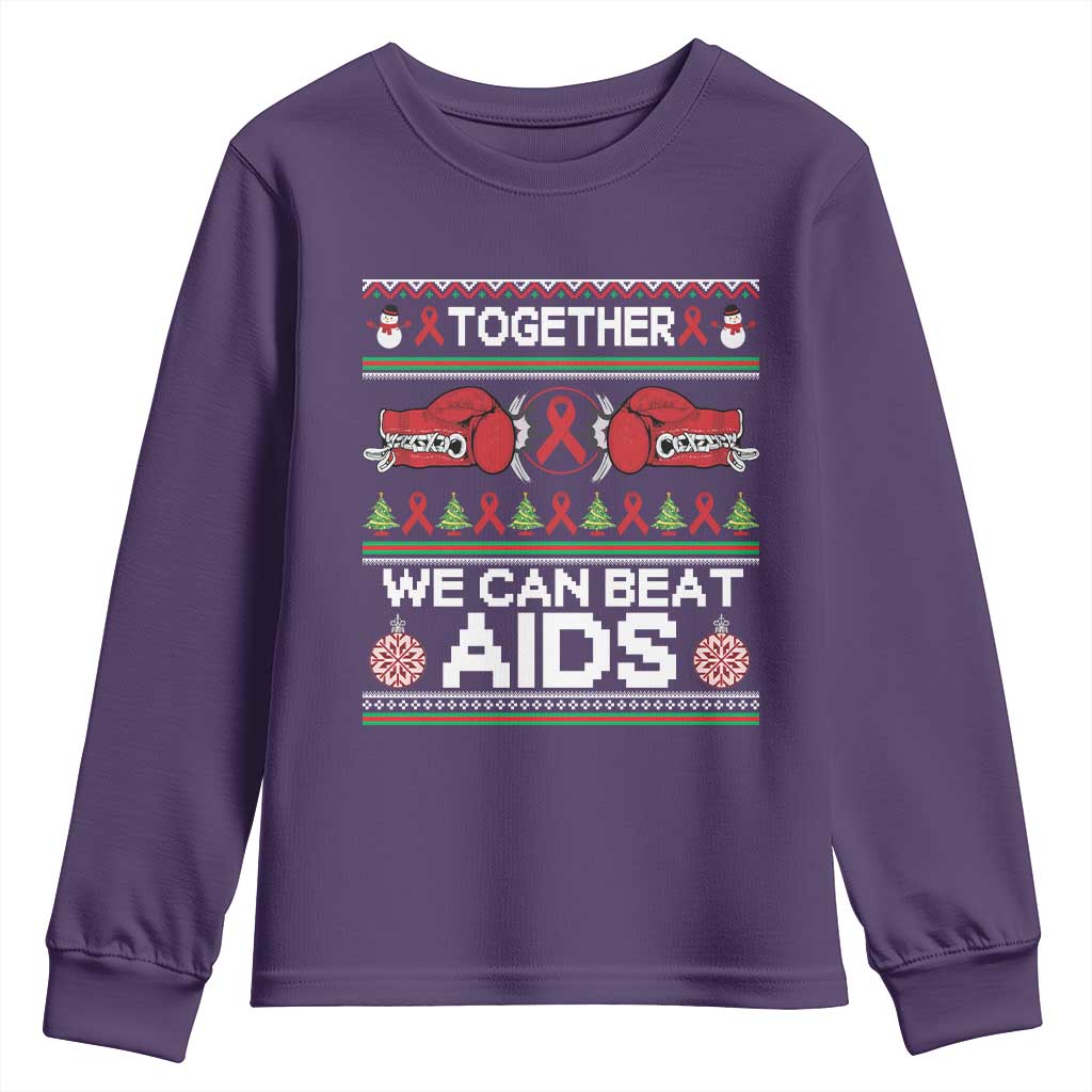 Together We Can Beat AIDS Youth Sweatshirt HIV Support Boxing Ugly Sweater Gift