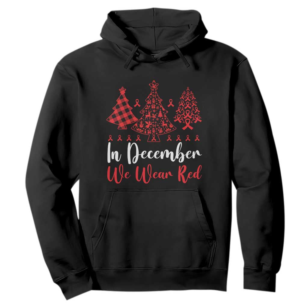 In December We Wear Red Hoodie HIV Support Christmas Ribbon Tree Gift