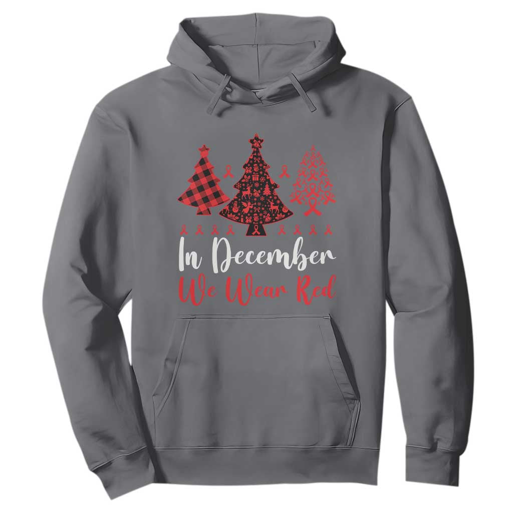 In December We Wear Red Hoodie HIV Support Christmas Ribbon Tree Gift