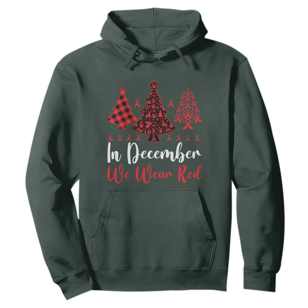 In December We Wear Red Hoodie HIV Support Christmas Ribbon Tree Gift