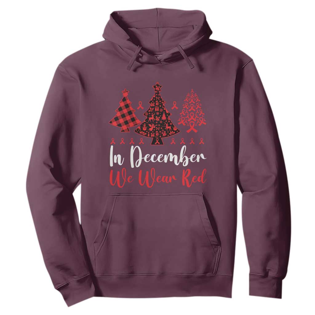 In December We Wear Red Hoodie HIV Support Christmas Ribbon Tree Gift
