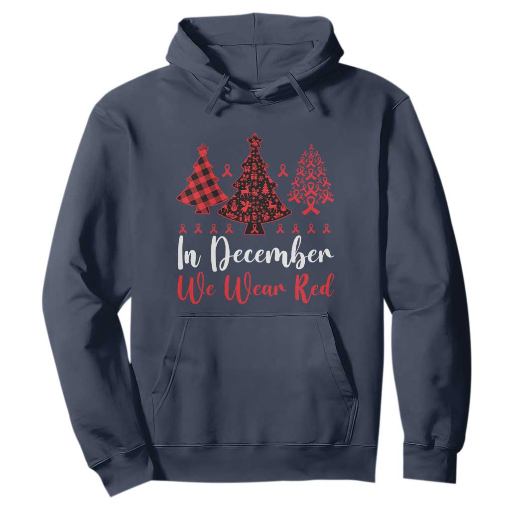 In December We Wear Red Hoodie HIV Support Christmas Ribbon Tree Gift