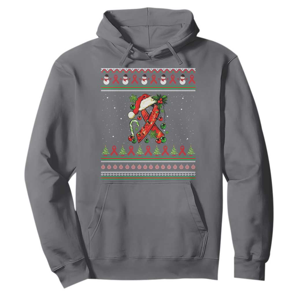 Santa Red Ribbon HIV Support Hoodie Ugly Sweater Christmas Gift