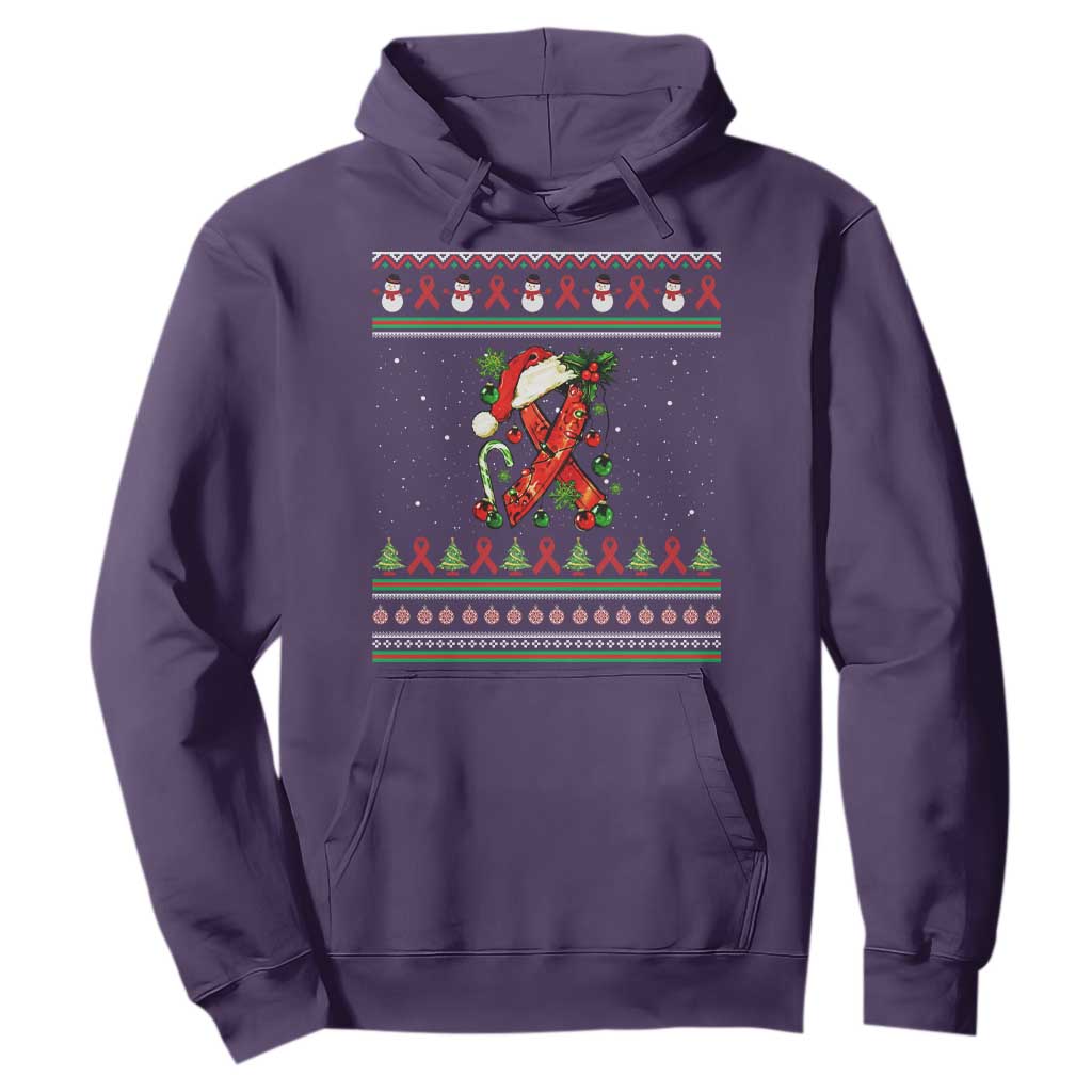 Santa Red Ribbon HIV Support Hoodie Ugly Sweater Christmas Gift