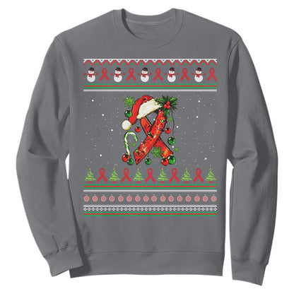 Santa Red Ribbon HIV Support Sweatshirt Ugly Sweater Christmas Gift