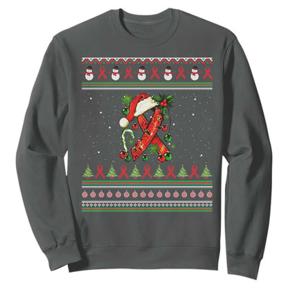 Santa Red Ribbon HIV Support Sweatshirt Ugly Sweater Christmas Gift