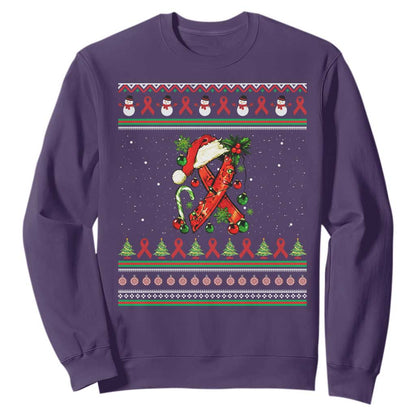 Santa Red Ribbon HIV Support Sweatshirt Ugly Sweater Christmas Gift