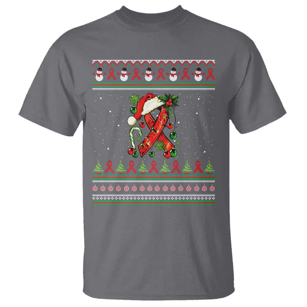 Santa Red Ribbon HIV Support T Shirt Ugly Sweater Christmas Gift