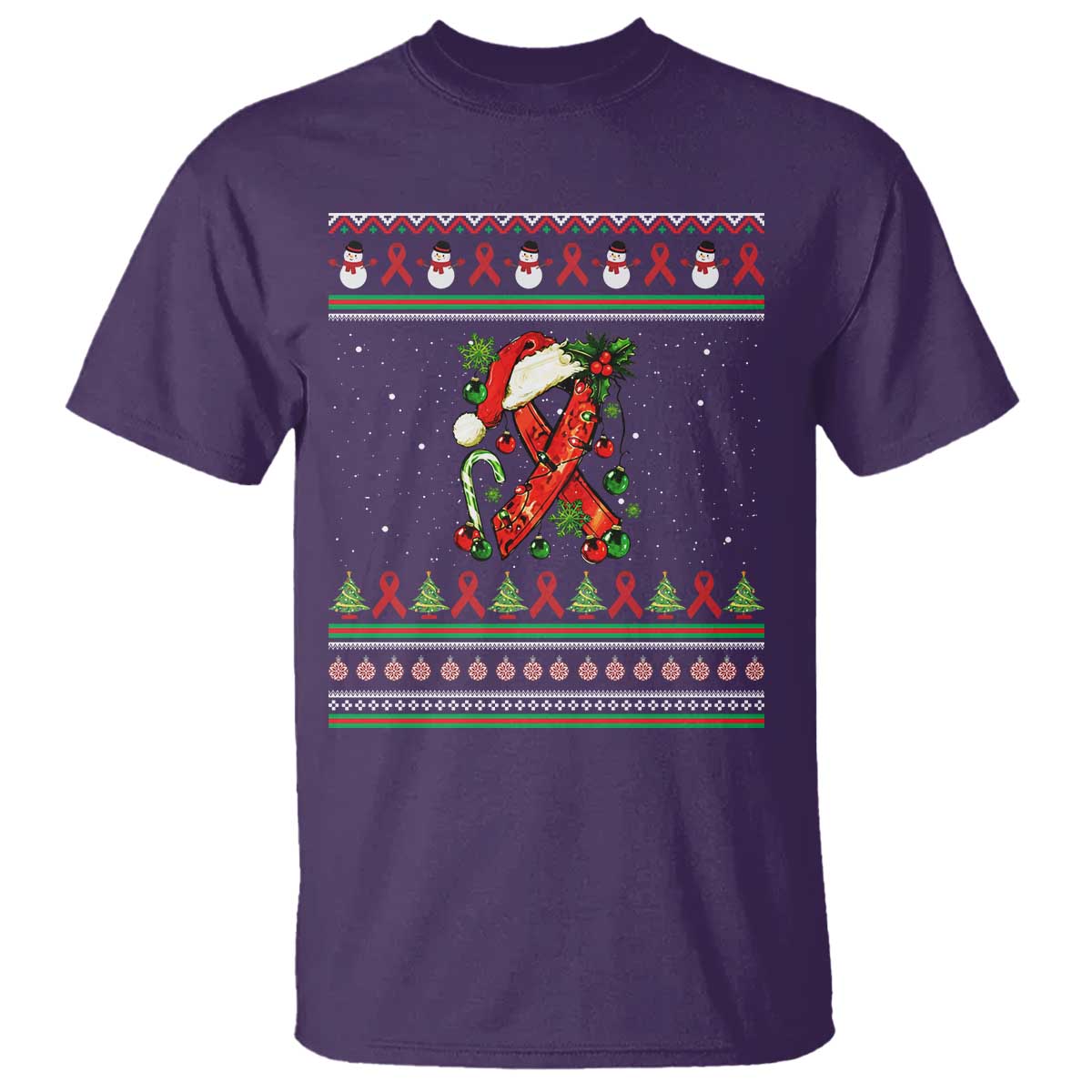 Santa Red Ribbon HIV Support T Shirt Ugly Sweater Christmas Gift