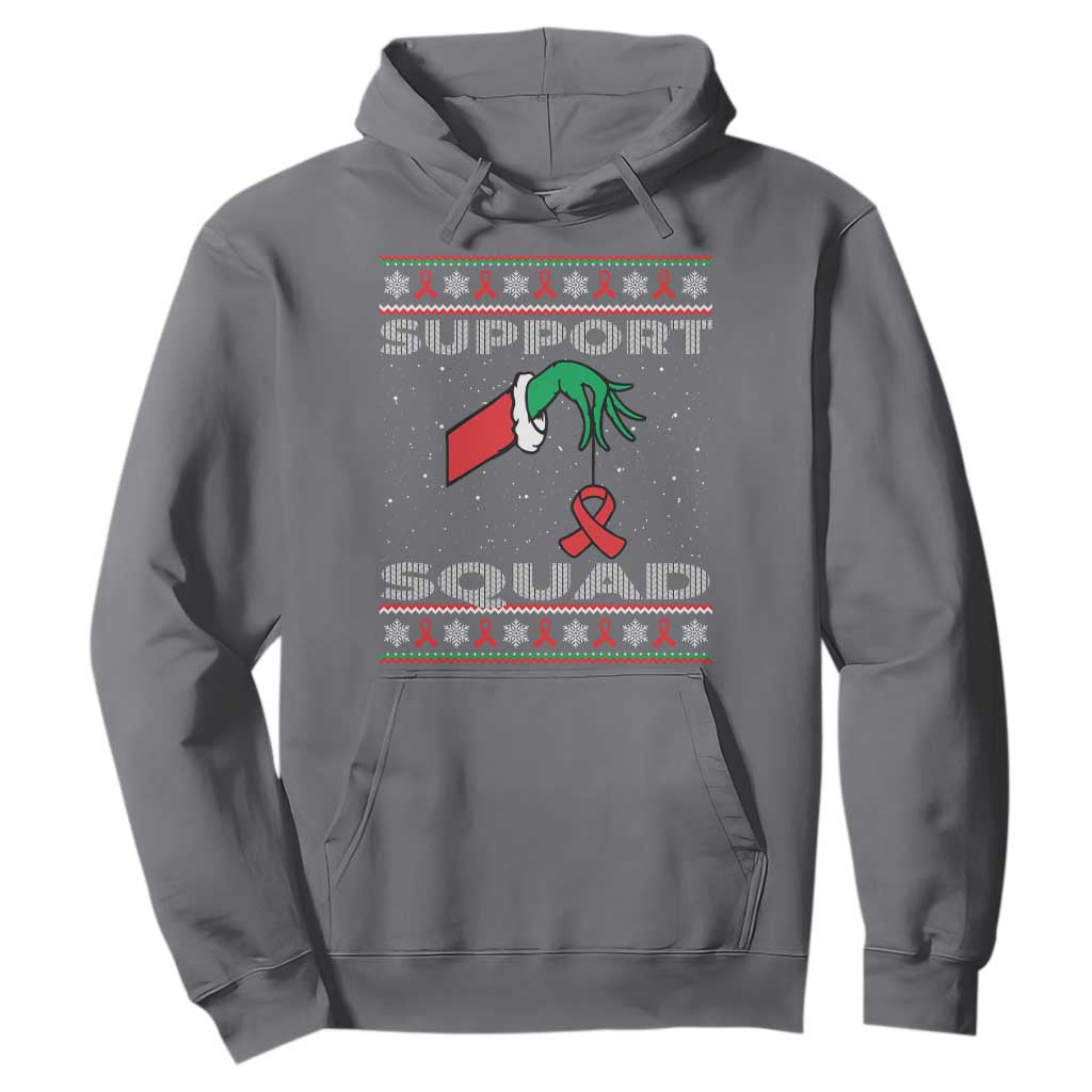 Funny Green Hand Red Ribbon HIV Support Squad Hoodie