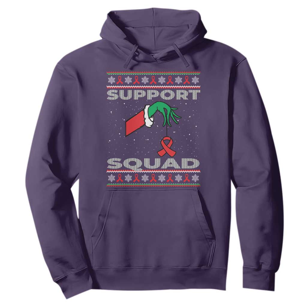 Funny Green Hand Red Ribbon HIV Support Squad Hoodie