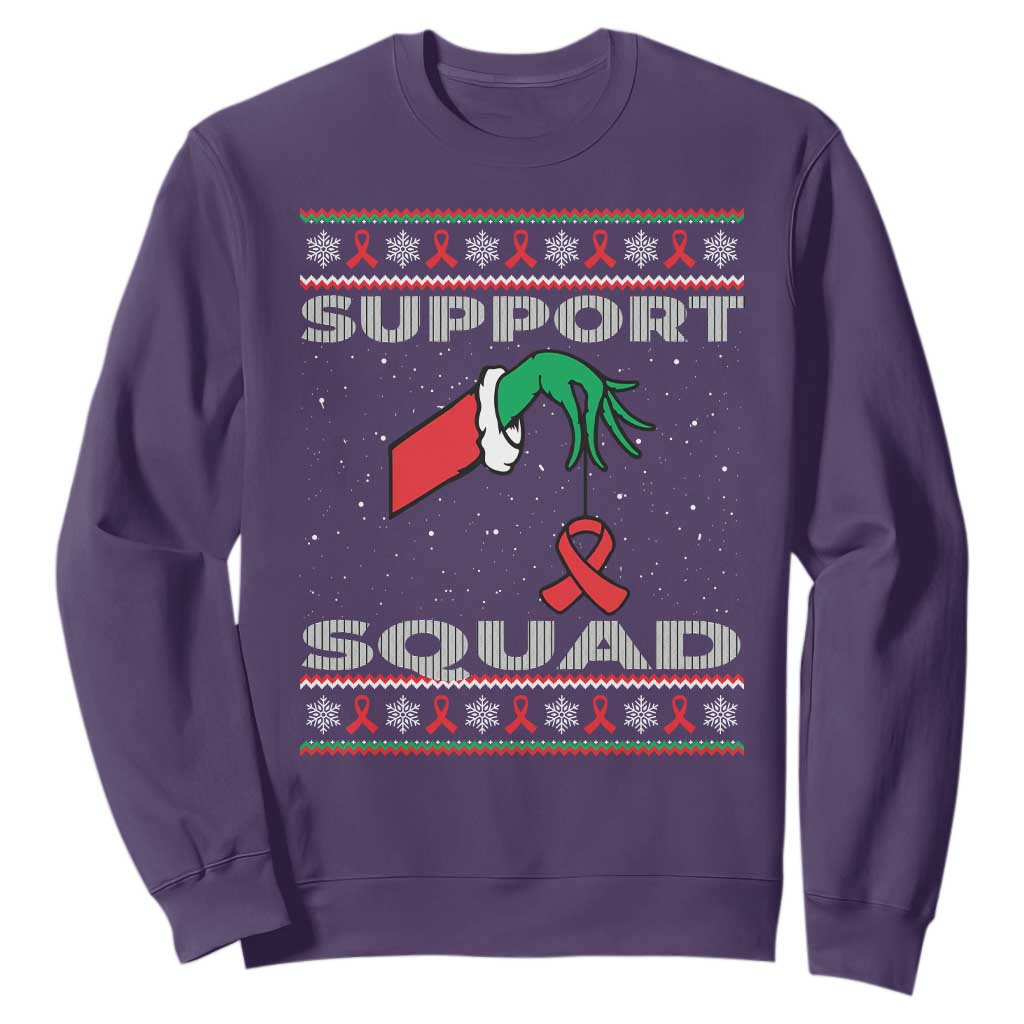 Funny Green Hand Red Ribbon HIV Support Squad Sweatshirt