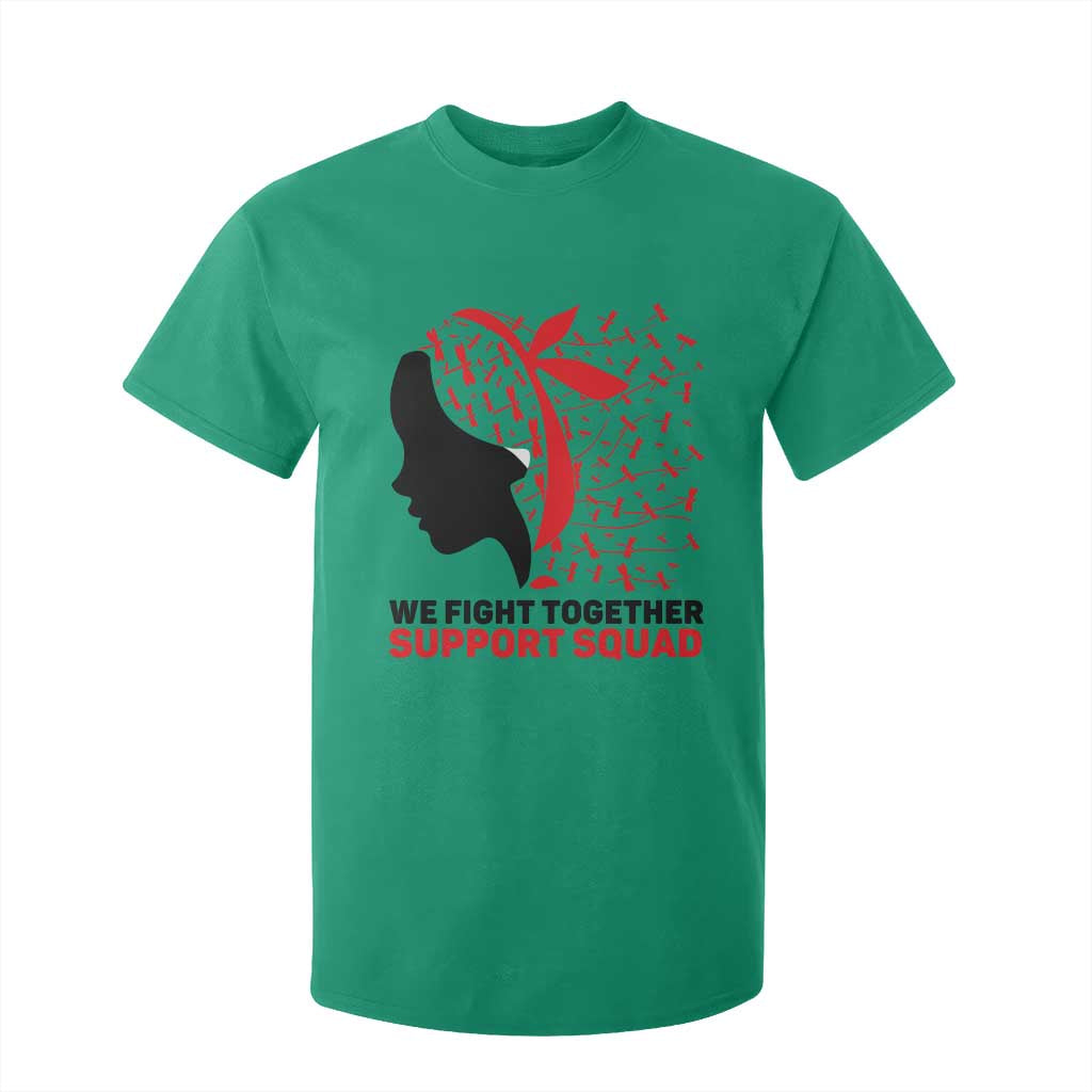 We Fight Together Support Squad T Shirt For Kid HIV Warrior Dragonfly Gift