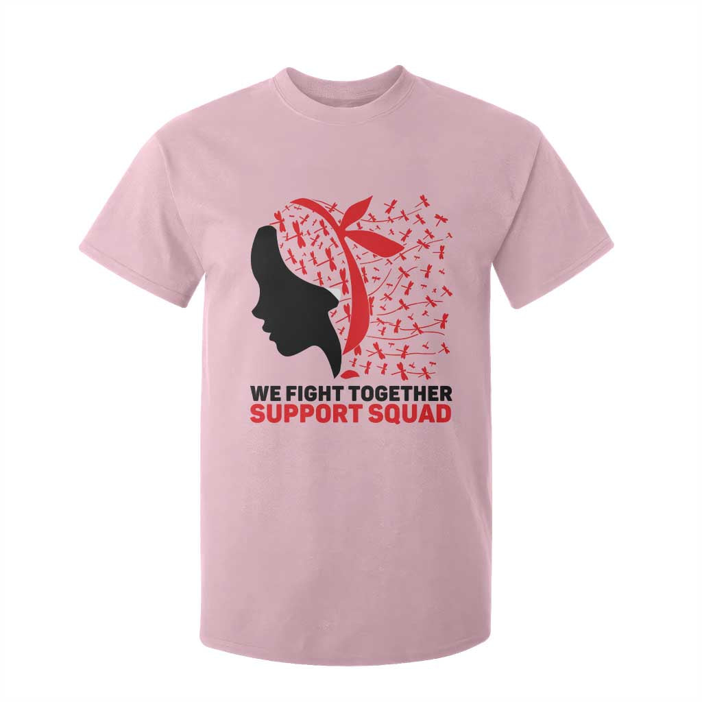 We Fight Together Support Squad T Shirt For Kid HIV Warrior Dragonfly Gift