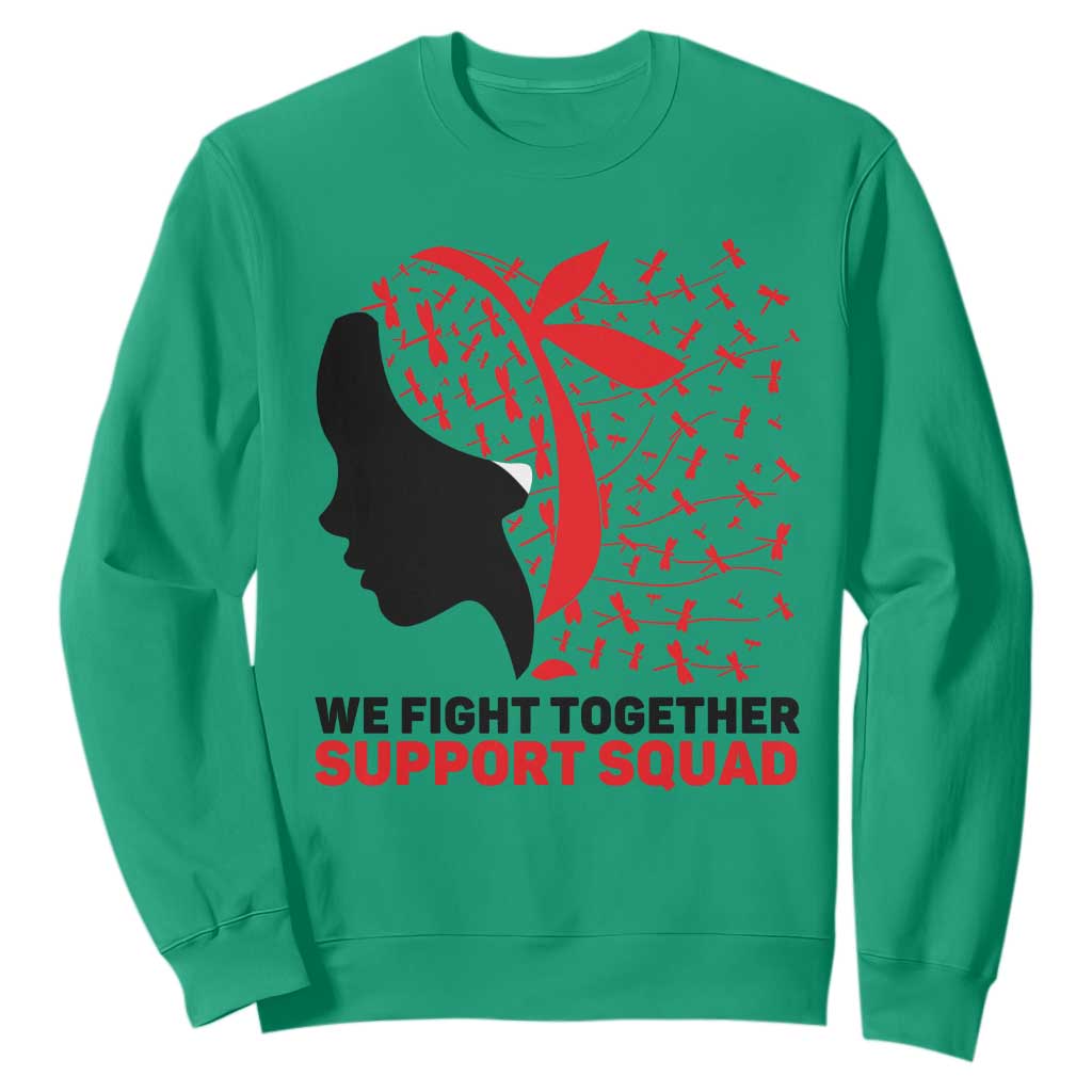 We Fight Together Support Squad Sweatshirt HIV Warrior Dragonfly Gift