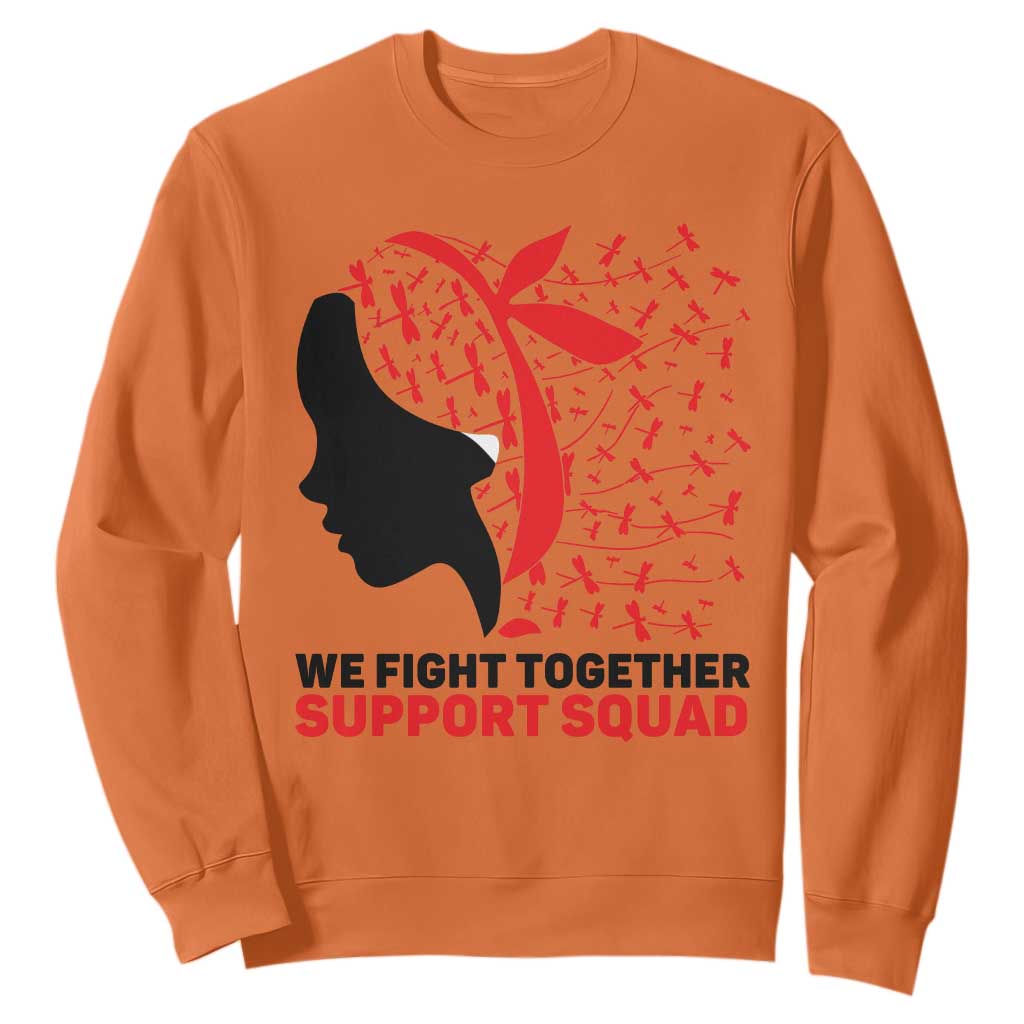 We Fight Together Support Squad Sweatshirt HIV Warrior Dragonfly Gift