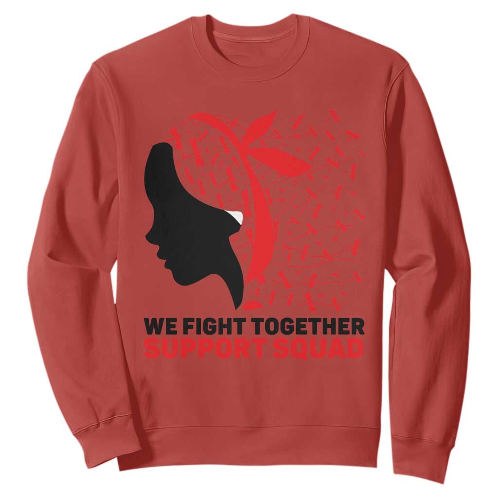 We Fight Together Support Squad Sweatshirt HIV Warrior Dragonfly Gift