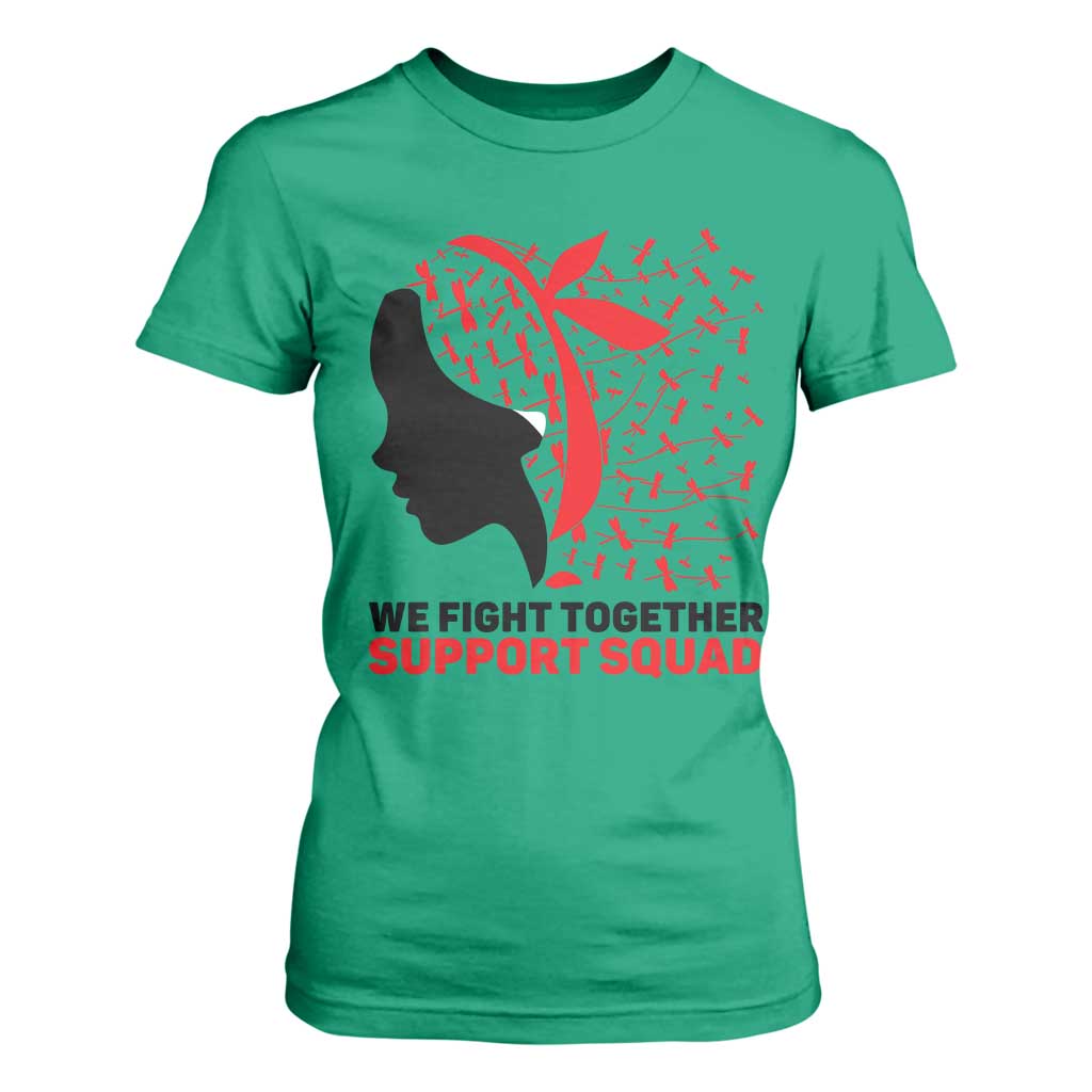 We Fight Together Support Squad T Shirt For Women HIV Warrior Dragonfly Gift