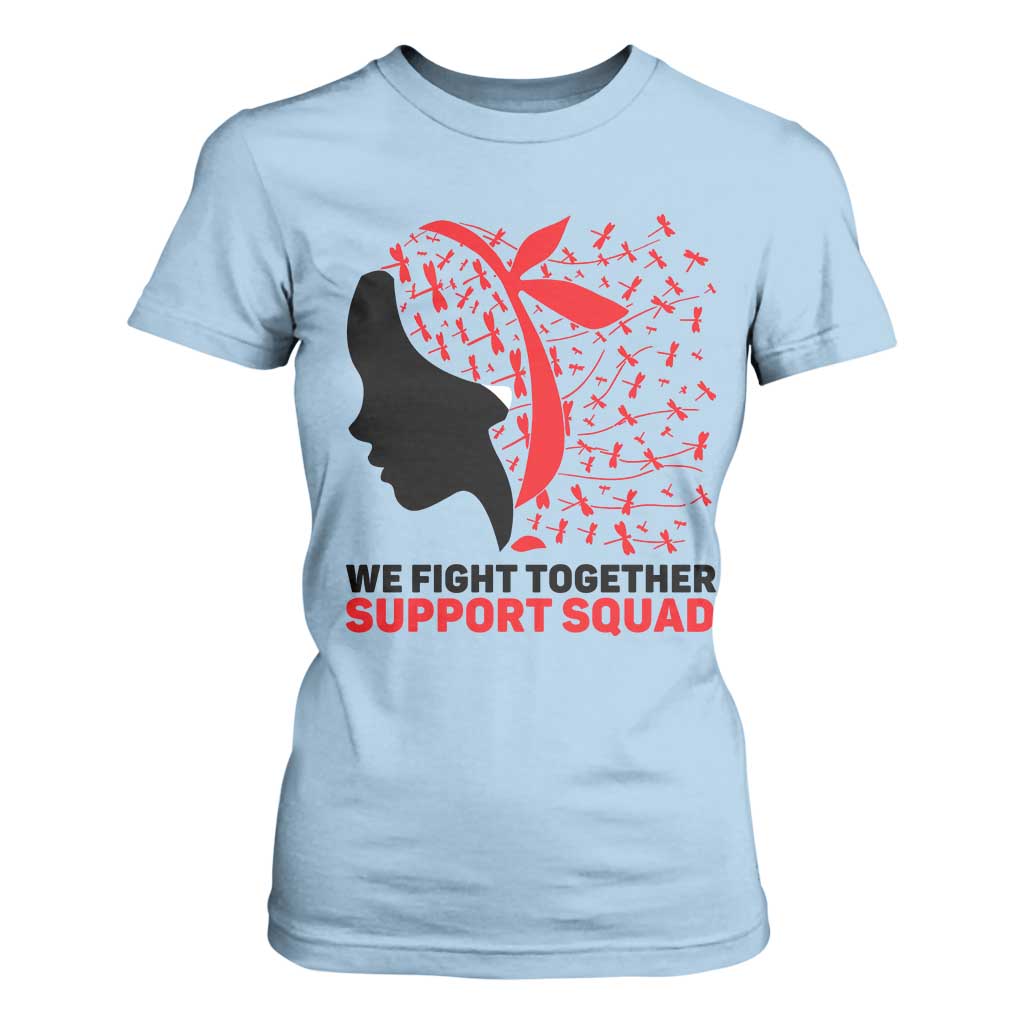 We Fight Together Support Squad T Shirt For Women HIV Warrior Dragonfly Gift