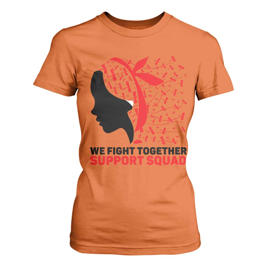 We Fight Together Support Squad T Shirt For Women HIV Warrior Dragonfly Gift