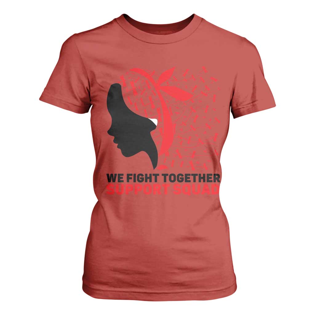We Fight Together Support Squad T Shirt For Women HIV Warrior Dragonfly Gift